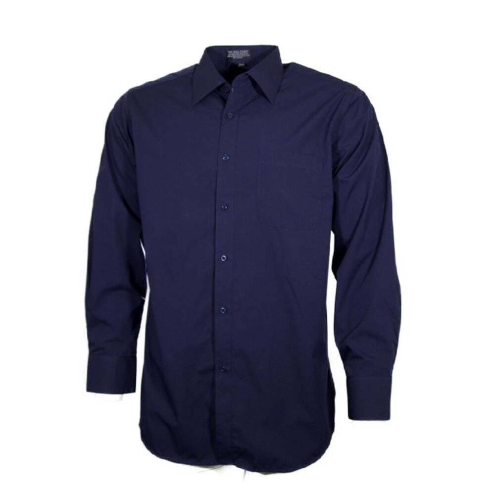 Men's Dress Shirt Long Sleeve Button Up Solid Formal Front Pocket Classic Shirt
